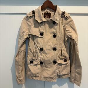Dollhouse Jacket Womens Medium Tan Double Breasted Trench Epaulette Utility